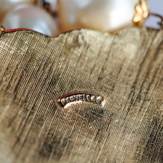 Vintage Marvella Gold Tone Faux Pearl Pendant Necklace 24 Inch Statement Piece