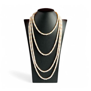 Elegant 50” Genuine Pink White Cream Pearl Strand Rare Find