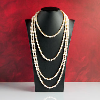 Elegant 50” Genuine Pink White Cream Pearl Strand Rare Find