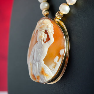 Vintage Cameo and Pearl Necklace by Fran Ridell Handcrafted Statement Jewelry