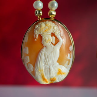 Vintage Cameo and Pearl Necklace by Fran Ridell Handcrafted Statement Jewelry