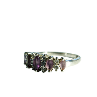 Sterling Silver Amethyst Ring with Marquise Stones – Size 6.25