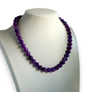 Amethyst and Crackle Quartz Necklace 18 Inch with Sterling Clasp