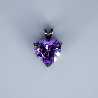 Sterling Silver Heart-Shaped Purple CZ Pendant