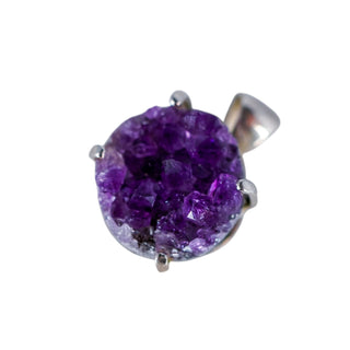 Sterling Silver Amethyst Druzy Pendant – 17mm