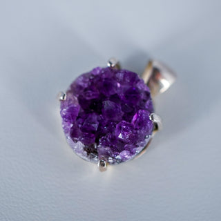 Sterling Silver Amethyst Druzy Pendant – 17mm