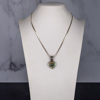 Vintage Uvarovite Green Garnet Druzy Pendant on 20 Inch Sterling Silver Chain