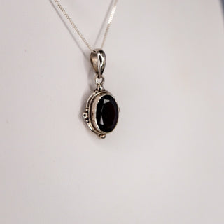 Sterling Silver Garnet Pendant Necklace with 15 Inch 925 Chain