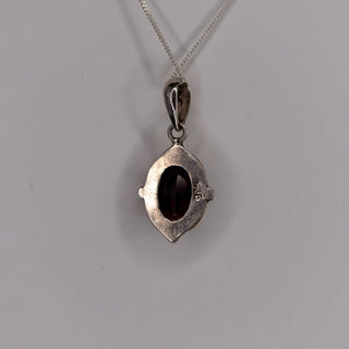 Sterling Silver Garnet Pendant Necklace with 15 Inch 925 Chain