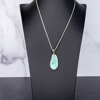 Sterling Silver Kingman Turquoise Teardrop Pendant Necklace