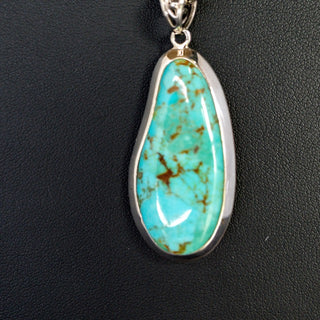 Sterling Silver Kingman Turquoise Teardrop Pendant Necklace