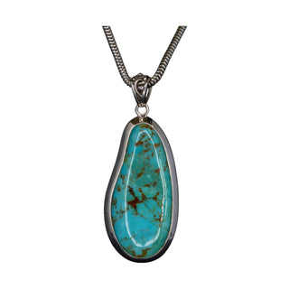 Sterling Silver Kingman Turquoise Teardrop Pendant Necklace