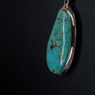 Sterling Silver Kingman Turquoise Teardrop Pendant Necklace
