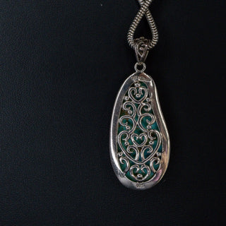 Sterling Silver Kingman Turquoise Teardrop Pendant Necklace