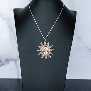 Silver Sun Pendant Necklace 2 Inch with 16 Inch Sterling Silver Chain