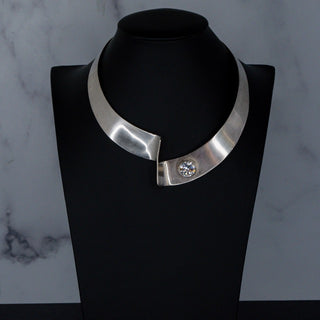 Sterling Silver Taxco Mexico 925 Collar Necklace with CZ TM572