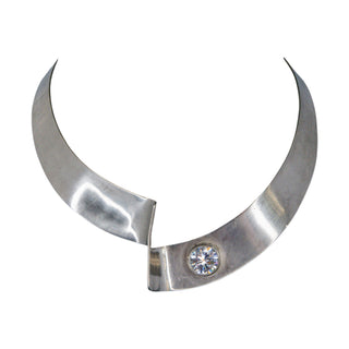 Sterling Silver Taxco Mexico 925 Collar Necklace with CZ TM572