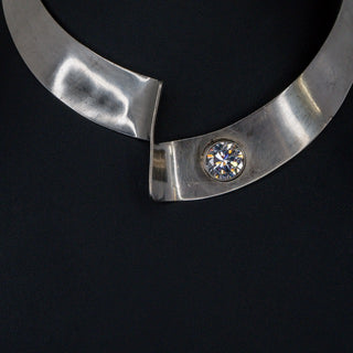 Sterling Silver Taxco Mexico 925 Collar Necklace with CZ TM572