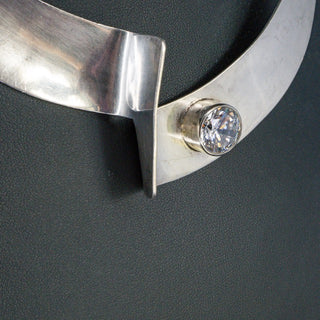 Sterling Silver Taxco Mexico 925 Collar Necklace with CZ TM572