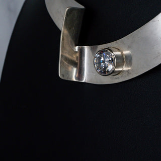 Sterling Silver Taxco Mexico 925 Collar Necklace with CZ TM572