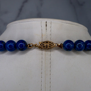 Lapis Lazuli Tigers Eye Cloisonne Bead Necklace 23 Inch Handmade Jewelry