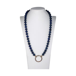 Lapis Lazuli Strand Necklace With Silver Ring Pendant