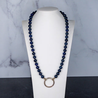 Lapis Lazuli Strand Necklace With Silver Ring Pendant