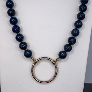 Lapis Lazuli Strand Necklace With Silver Ring Pendant