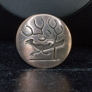 Roadrunner Brooch Vintage Southwestern Hopi Round Silver Pin