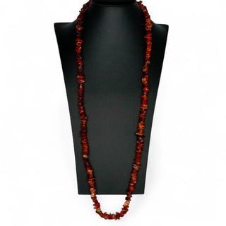 Polished Baltic Amber Chip Necklace Natural Warmth and Vintage Glow 34 Inch