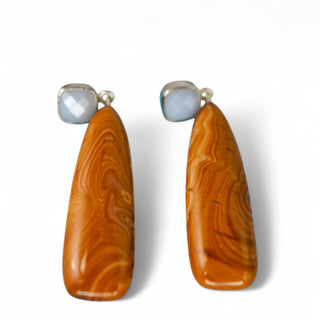 Woodgrain Jasper and Chalcedony Drop Earrings for Earthy Elegance