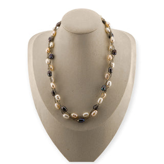 Baroque Pearl and Glass Bead Necklace with Magnetic Clasp – 18”