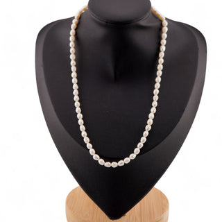 Vintage 16-Inch Freshwater Pearl Necklace with Faux Pearl Accent Clasp