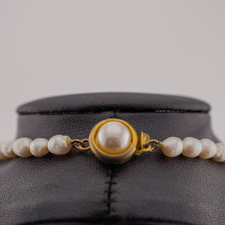Vintage 16-Inch Freshwater Pearl Necklace with Faux Pearl Accent Clasp