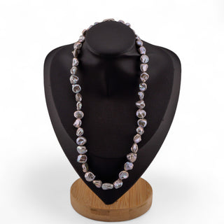 Baroque Freshwater Pearl Necklace in Silvery Lavender with Sterling Accent Clasp