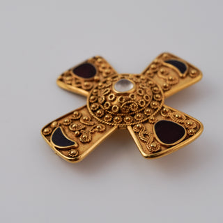 Vintage MMA Maltese Cross Brooch with Faux Gemstones and Pearl Center, Metropolitan Museum of Art