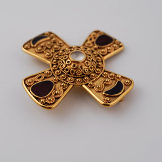 Vintage MMA Maltese Cross Brooch with Faux Gemstones and Pearl Center, Metropolitan Museum of Art
