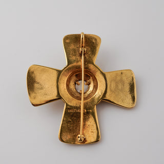 Vintage MMA Maltese Cross Brooch with Faux Gemstones and Pearl Center, Metropolitan Museum of Art