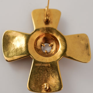 Vintage MMA Maltese Cross Brooch with Faux Gemstones and Pearl Center, Metropolitan Museum of Art