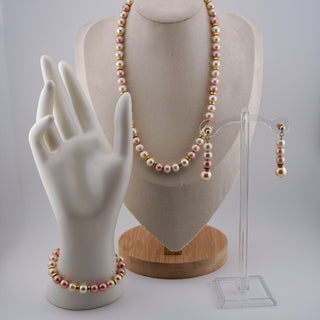Elegant Vintage Napier Pastel Faux Pearl Parure set includes a necklace and bracelet, perfect for classic style.