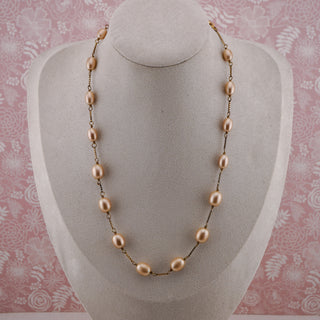 Vintage Champagne Color Faux Pearl and Gold-Tone Necklace