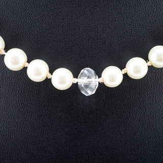 Vintage Single Strand Opera Length Faux Pearl and Crystal Necklace (62")