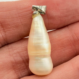 Slender Baroque Freshwater Pearl Pendant with Sterling Silver Bail – 25mm