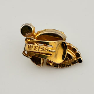 Vintage Weiss Starburst Rhinestone Brooch & Earring Set – Pale Yellow & Crystal