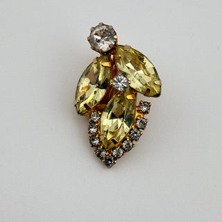 Vintage Weiss Starburst Rhinestone Brooch & Earring Set – Pale Yellow & Crystal