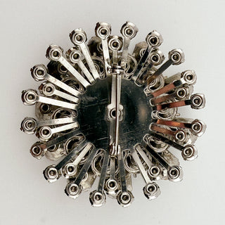 Mid-Century Clear Rhinestone Brooch with Emerald-Cut Accents