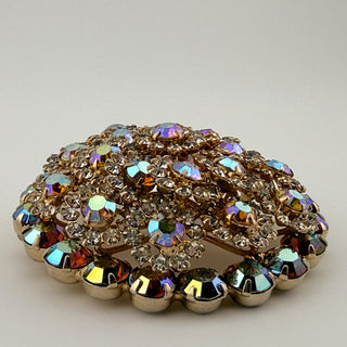 Warner Domed AB Rhinestone Fireworks Brooch – 2.5”