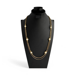 Vintage Korean Gold Tone Faux Pearl Layering Necklace