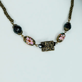Cloisonné Box Pendant Necklace Vintage Enamel Keepsake 24 Inch Chain