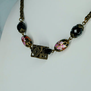 Cloisonné Box Pendant Necklace Vintage Enamel Keepsake 24 Inch Chain